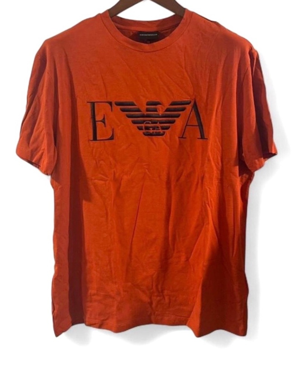 Emporio Armani Embroidered Logo Burnt Orange T-Shirt Size Men’s XXL (NWT)